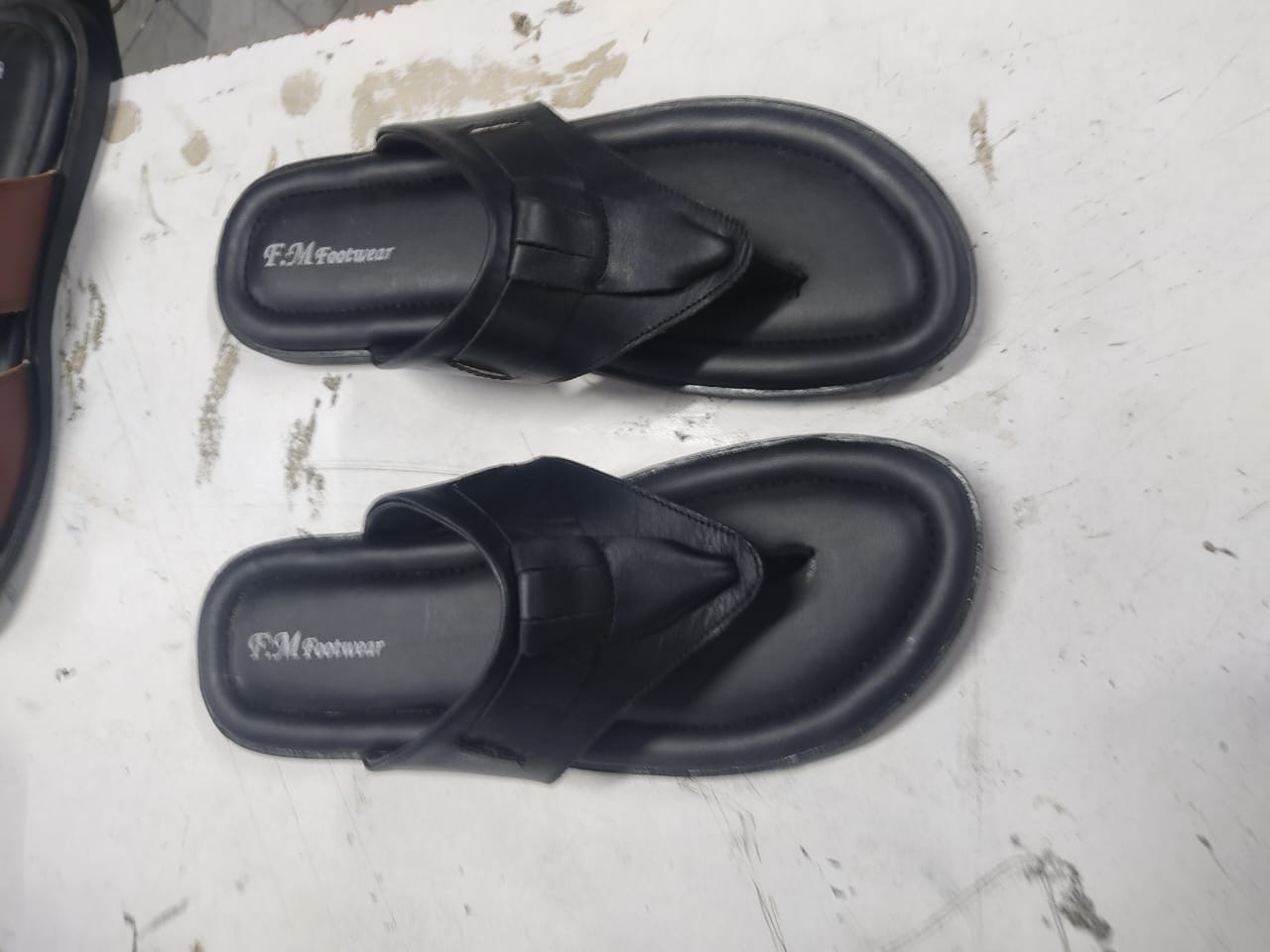Black Comfort Leather Sandal